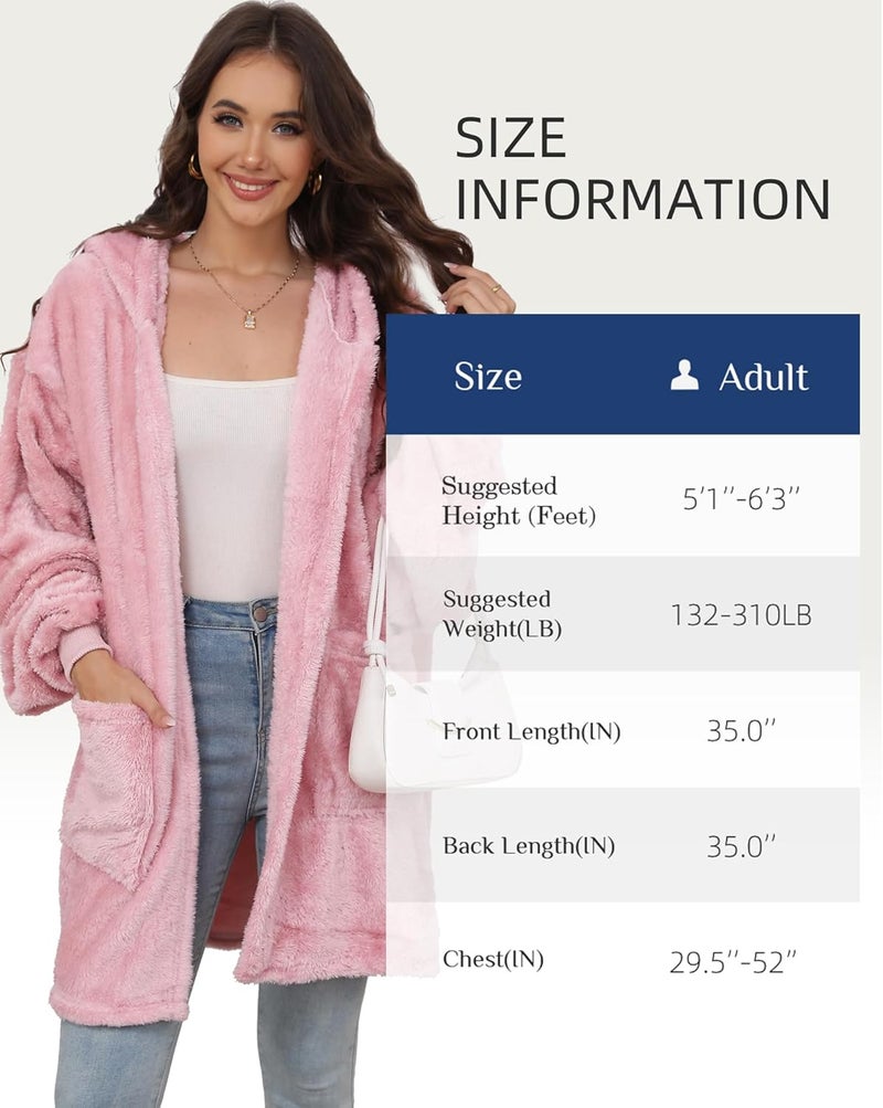Argstar Hooded Cardigan for Women and Men, Oversized Sweatshirt Fuzzy Fleece Blanket Hoodie Jacket - One Size Fits All - Image 5
